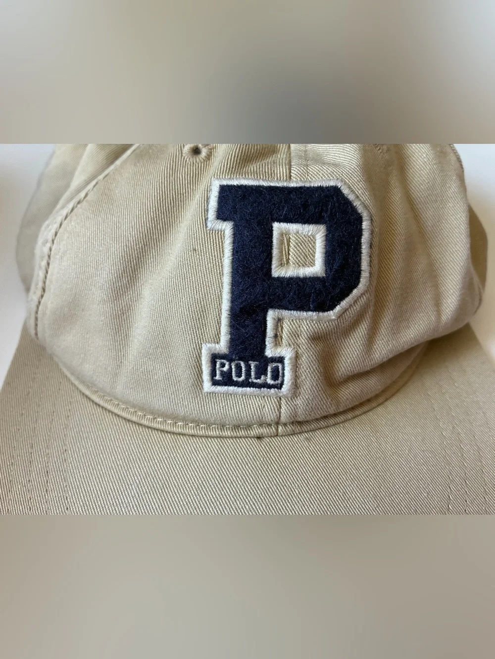Vintage Polo Ralph Lauren Beige Big P Logo Baseball Cap - Spellout Polo